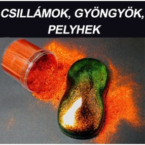 Csillámok, gyöngyök, pigmentek (száraz anyagok)