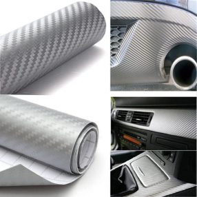 Carbon fólia, ezüst, 50 cm x 50 cm